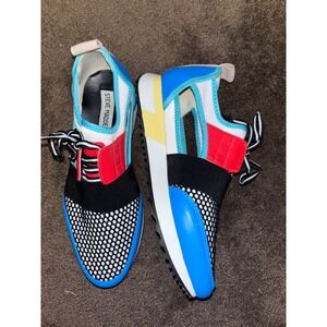 Steve Madden Arctic Multi Color Cut Out Sneakers Women Size 8M Bright Blue Red